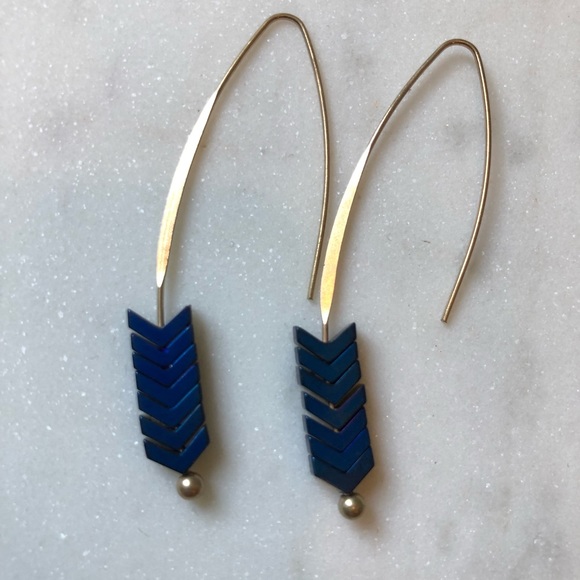 NWOT Cobalt Blue Drop Earrings - Picture 2 of 3